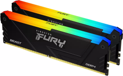Памет Kingston FURY Beast Black RGB - 32 GB (2 x 16 GB) DDR4, 3600 MHz, CL18; KF436C18BB2AK2/32