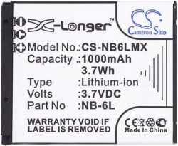 Аксесоар за фотоапарат CANON NB6L LiIon - Батерия за фотоапарат, 3.7 V, 1000 mAh LiIon Cameron Sino; CS-NB6LMX