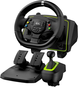 Мултимедиен продукт Genius волан с педали Racing Wheel with pedals SpeedMaster X2 - Gear shifter, Pedals, Dual-motor vibration