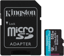 Kingston Canvas Go! Plus Gen4 microSDXC - 512 GB, 200MB/s., Card + Adapter