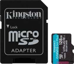 SD/флаш карта KINGSTON 128GB microSDXC Canvas Go Plus Gen4 200MB-s A2 U3 V30 Card + Adapter