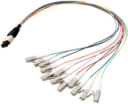 Оптична пач корда MPO към 12 LC simplex Fanout кабел, мултимод OM4