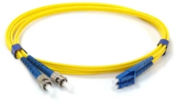 Оптична пач корда LC-UPC-ST-UPC, дуплекс, сингъл мод OS2, 3 мм оптичен пач кабел — 1 метър