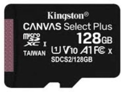 SD/флаш карта Kingston SDMIC KINGST SEL+W-O ADA - 128 GB, 100 MB/s. четене UHS-I клас на скорост, MicroSDXC