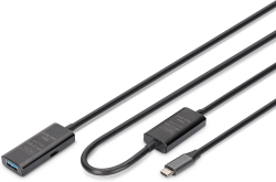DIGITUS DA-73111 :: USB 3.2 активен удължителен кабел, USB A -Type C, M-F, черен, 10.0 м