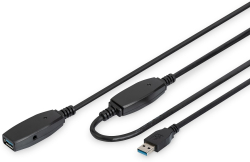  DIGITUS DA-73107 :: USB 3.0 активен удължителен кабел, M-F, черен, 20.0 м