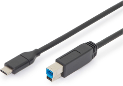 DIGITUS AK-300149-010-S :: Кабел Type C към USB-B, USB 3.0-3.1 Gen2, 3A, 10Gbit-s, черен, 1.0 м