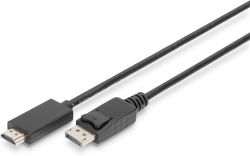 DIGITUS AK-340303-030-S :: Кабел DisplayPort - HDMI M-M, 4K@60Hz, DisplayPort 1.2, HDMI 2.0, черен, 3.0 м