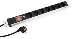 Контакт за шкаф VALUE 19.99.1637 :: Разклонител PDU за 19″ шкаф, 45°, 16A, алуминиев, черен, 3.0 м