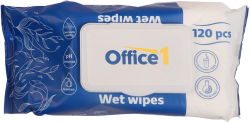 Почистващ продукт Office 1 Мокри кърпи Jumbo, с капак, 120 броя