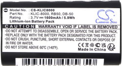 Аксесоар за фотоапарат Cameron Sino - Съвместим с KODAK KLIC-8000 LiIon, 1600 mAh, 3.7 V; CS-KLIC8000