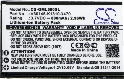Батерия за смартфон CAMERON SINO - Съвместим с Gigaset GL390, GL590 V30145-K1310-X470 LiIon, 800 mAh, 3.7 V; CS-GML590SL