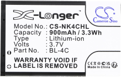 Батерия за смартфон CAMERON SINO - Съвместим с NOKIA 6100, 6200, 107, 108 BL-4C LiIon, 900 mAh, 3.7 V; CS-NK4CHL
