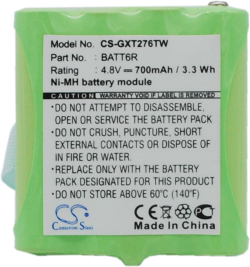 Други Cameron Sino - Батерия за радиостанция CS-GXT276TW UNIDEN GMR1038 BATT6R, 700 mAh, 4.8 V; CS-GXT276TW