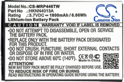 Други Cameron Sino - Батерия за радиостанция Motorola CLP1010, CLP1040, CLP1060, SL7500 LiIon, 1800 mAh, 3.7 V; CS-MRP446TW