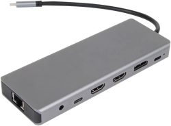USB Хъб VCom докинг станция Docking Station USB-C 13-in-1 - CU4706 - HDMI x 2, DP, USB3.0 x 3, USB-C, USB2.0, RJ45, SD-TF, PD100W