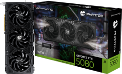 Видеокарта Gainward GeForce RTX 5080 Phantom 16GB GDDR7 256 bit, 1x HDMI 2.1b, 3x DP, 3 Fan, 1x 16-pin PWR, 850W, NE75080019T2-GB2030P