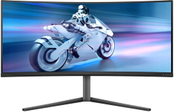 Монитор Геймърски PHILIPS Evnia 6000 - 34", 3440 x 1440 WQHD, 21:9, DisplayPort 175 Hz, HDMI 100 Hz, 1000 cd/m², Dark slate