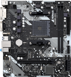 Дънна платка ASROCK B450M-HDV R4.0 - AM4, 2 x DDR4 DIMM слота, Максимален капацитет на паметта до 64 GB, Micro ATX