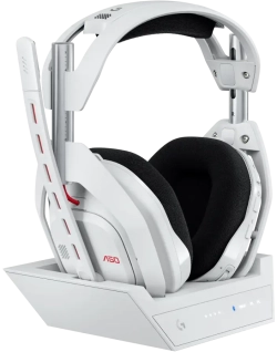 Слушалки Logitech Astro A50 Lightspeed безжични слушалки с докинг станция, Бели