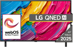 Телевизор LG 43QNED80A3A, 43" 4K QNED HDR Smart TV, 3840x2160, DVB-T2-C-S2, a7 AI Processor, , Bluetooth 5.1, AirPlay 2, LAN, CI, HDMI