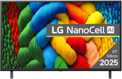 Телевизор LG 43NANO80A3B, 43" 4K HDR Smart Nano Cell TV, 3840x2160, DVB-T2-C-S2, AI Alpha 7, HDR 10 PRO, WiFi, Clear Voice