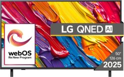 Телевизор LG 50QNED82A3B, 50" 4K QNED HDR Smart TV, 3840x2160, DVB-T2-C-S2, Alpha 7 AI Processor, HDR10 - HLG, webOS 25 ThinQ