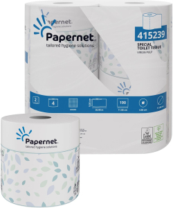 Продукт Papernet Тоалетна хартия, двупластова, целулозна, 190 къса, 20.9 m, 4 броя