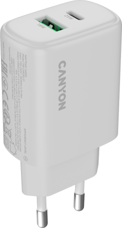 Принадлежност за смартфон CANYON charger OnCharge 250 25W 1xPD 1xQC EU White