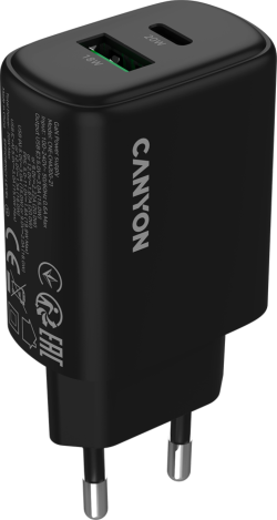 Принадлежност за смартфон CANYON charger OnCharge 200 20W 1xPD 1xQC EU Black