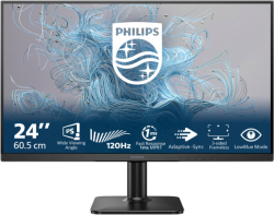 Монитор Геймърски Philips 24E2N1110, 23.8" IPS WLED, 1920x1080@120Hz, 4ms GtG, 1ms MPRT, 300cd m/2, D-SUB, HDMI