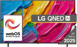 Телевизор LG 65QNED80A3A, 65" 4K QNED HDR Smart TV, 3840x2160, DVB-T2-C-S2, Alpha 7 AI Processor, HDR10 - HLG, webOS 25 ThinQ, HDMI, LAN