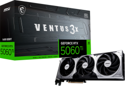  MSI Video Card NVIDIA GeForce RTX 5060 Ti 16G VENTUS 3X OC, 16GB GDDR7, 128-bit, 2617 MHz Boost, 4608 CUDA Cores, PCIe 5.0 (x8), 3x DP 2.1b, HDMI 2.1b, RAY TRACING, Triple Fan, 180W TDP, 8-pin PCIe Power, G-SYNC, 2-Slot, 3Y
