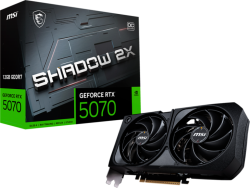  MSI Video Card Nvidia GeForce RTX 5070 12G SHADOW 2X OC, 12GB GDDR7, 192bit, Effective Memory Clock: 28000MHz, Boost: 2542 MHz, 6144 CUDA Cores, PCIe 5.0, 3x DP 2.1b, HDMI 2.1b, RAY TRACING, Dual Fan, 1x16pin, 650W Recommended PSU, 3Y