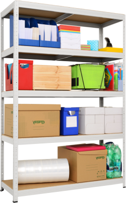 Метален стелаж STAR PLUS 180x120x45 см, до 250 кг на рафт - бял