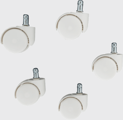 Комплект полипропиленови колела за офис стол 5 бр. - бели