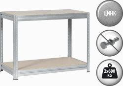 Метален стелаж MEGA 87x160x60 см, до 600 кг на рафт - цинк