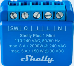  Единично Wi-Fi реле Shelly PLUS 1 Mini 1 X ON/OFF 8A
