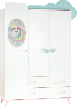  Трикрилен детски гардероб UNICORN