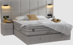 Тапицирана спалня с матрак COMFORT 160 x 200 - бежов 05