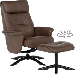 Кресло с табуретка EMA - кафяво