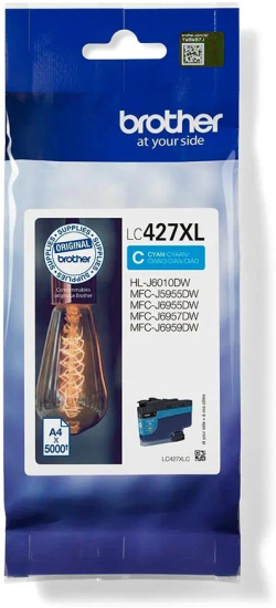  Brother Патрон LC427XLC, 5000 страници-5%, Cyan