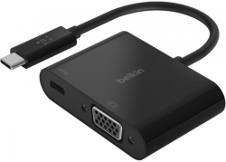  Адаптер Belkin, - USB-C to VGA/Charge, Черен