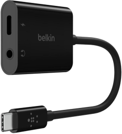  Зарядно адаптер Belkin RockStar 3.5mm USB-C, Черен
