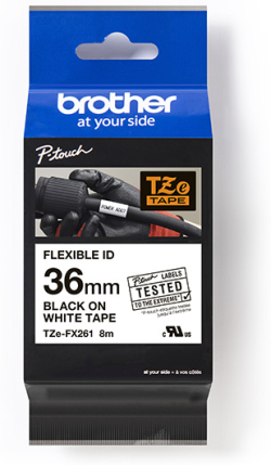  ЛЕНТА ЗА ЕТИКЕТНИ ПРИНТЕРИ BROTHER ТИП TZE FLEXI - 36 mm x 8 m - BLACK ON WHITE FLEXIBLE ID - PN TZEFX261 (TZE-FX261)