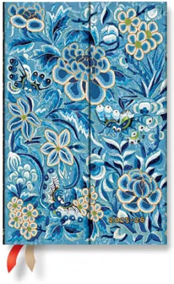  Paperblanks Планер Blue Willow, Mini, хоризонтален, твърда корица, 104 листа, за 2025-2026 година