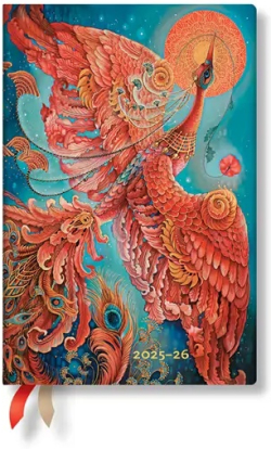  Paperblanks Планер Firebird, Mini, хоризонтален, твърда корица, 104 листа, за 2025-2026 година