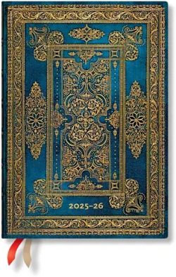  Paperblanks Планер Blue Luxe, Midi, хоризонтален, мека корица, 112 листа, за 2025-2026 година