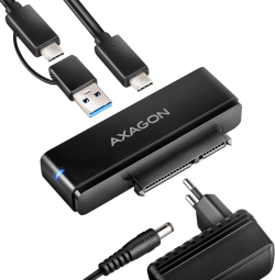 Кабел/адаптер AXAGON ADSA-FPX USB-C 10Gbps - SATA 6G 2.5"-3.5" SSD-HDD FAST PORT X adapter incl. AC, adapter USB-C - USB-A