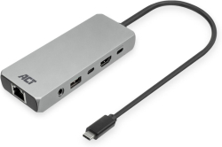 ACT USB-C-HDMI докинг станция, 4K / 8K 30Hz, 2.5G LAN,10G, USB-C/A